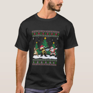 Dabbing Weihnachtsmann Rentier Biene Baum Lichter T-Shirt