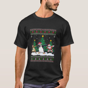 Dabbing Weihnachtsmann Rentier Pinguin Baum Lichte T-Shirt