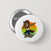 Dabbing Werewolf Retro Sunset Halloween Jungs Kind Button (Vorne & Hinten)