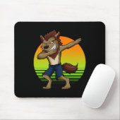Dabbing Werewolf Retro Sunset Halloween Jungs Kind Mousepad (Mit Mouse)