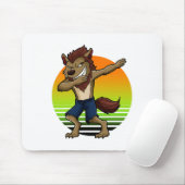 Dabbing Werewolf Retro Sunset Halloween Jungs Kind Mousepad (Mit Mouse)