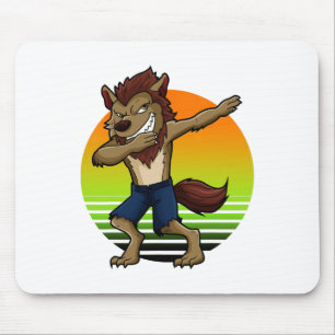 Dabbing Werewolf Retro Sunset Halloween Jungs Kind Mousepad