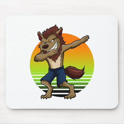 Dabbing Werewolf Retro Sunset Halloween Jungs Kind Mousepad (Vorne)