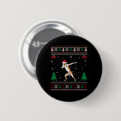 Dabbing Whippet Hund Weihnachtsmannmütze Jungen Mä Button (Vorne & Hinten)