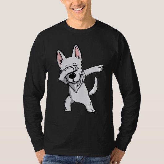 Dabbing White German Shepherd Dog Dab Dance T-Shirt (Vorderseite)
