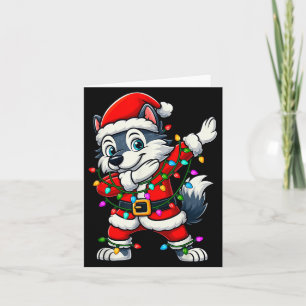 Dabbing Wolf Lichter Santa Weihnachten Mädchen Jun Karte