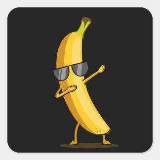 Dabbing Yellow Banana ab Funny Dancing Frucht Quadratischer Aufkleber