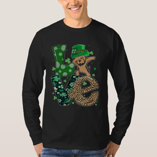 Dabbing Yorkie Dog LOVE Shamrock St Patrick s Day T-Shirt (Vorderseite)