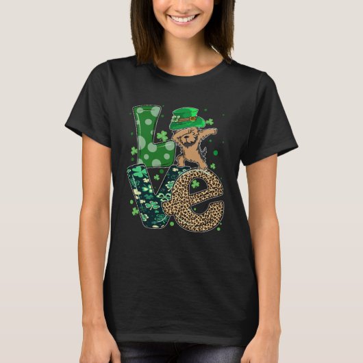 Dabbing Yorkie Dog LOVE Shamrock  St Patrick s Day T-Shirt (Vorderseite)
