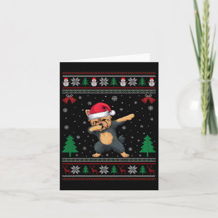 Dabbing Yorkie Dog Weihnachtsmannmütze Boys Girls  Karte