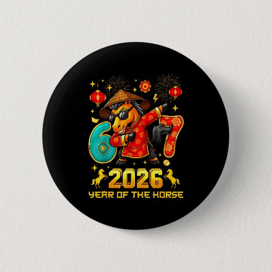 Dabbing Zodiac Horse Lunar New Year Chinese New Ye Button (Vorderseite)