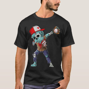 Dabbing Zombie Halloween Baseball Spieler T-Shirt
