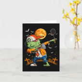 Dabbing Zombie Playing Badminton Halloween Badmint Karte (Gelbe Blume)