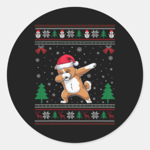 Dabbing Zuchon Dog Weihnachtsmannmütze Boys Girls  Runder Aufkleber