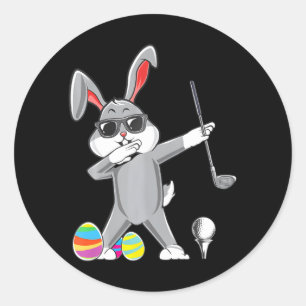 Dabing Easter Golf Osterfest Bunny Rabbit Golfer Runder Aufkleber