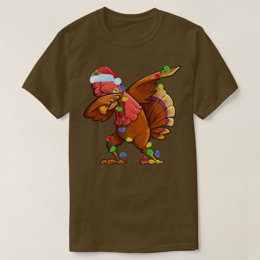 Dabing Turkey Bird Xmas Lights Funny Santa Türkei T-Shirt (Design vorne)