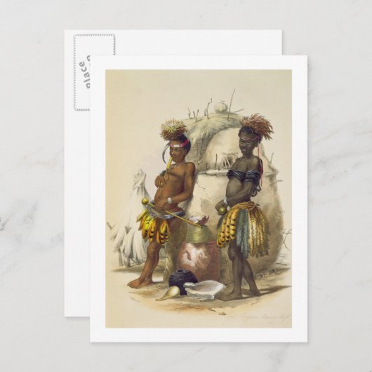 Dabiyaki und Upapazi, Zulu-Jungen im Tanzen-Kleid, Postkarte (Vorne/Hinten)
