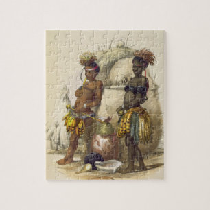 Dabiyaki und Upapazi, Zulu-Jungen im Tanzen-Kleid, Puzzle
