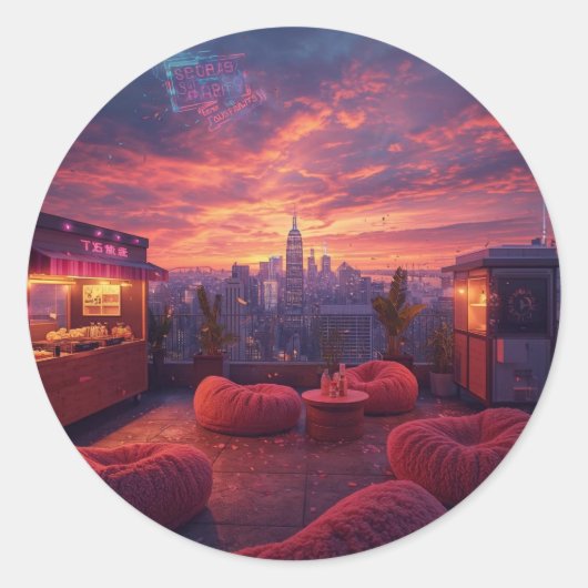 Dach Beats und Sonnenuntergänge Leckereien Runder Aufkleber (Vorderseite)