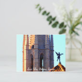 Dach der Kathedrale Sant Feliu, Girona, Spanien Postkarte (Stehend Vorderseite)