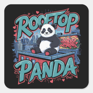 Dach Panda Quadratischer Aufkleber
