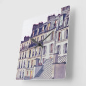 Dach-Spitzen-Gebäude Paris-Architektur-| Quadratische Wanduhr (Winkel)