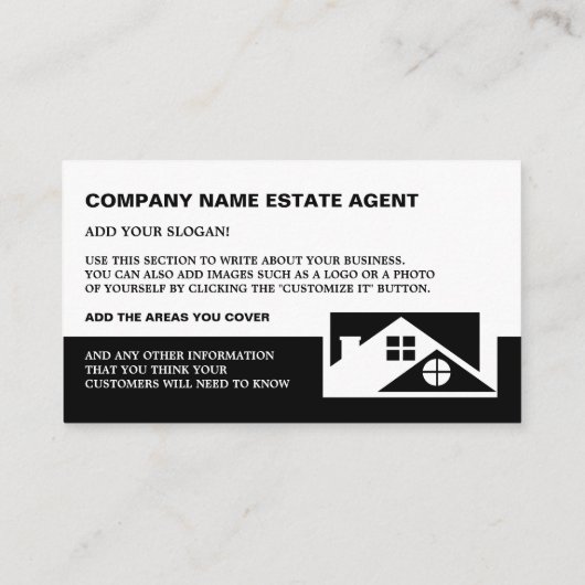 Dach-Tops, Realtor, Anwesen Agent Business Card Visitenkarte (Rückseite)