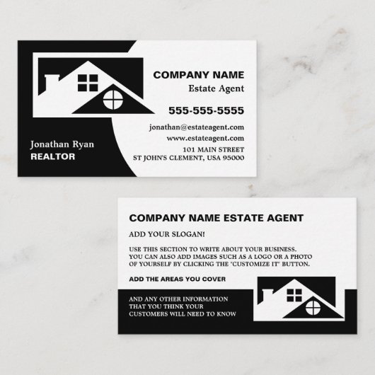 Dach-Tops, Realtor, Anwesen Agent Business Card Visitenkarte (Vorne/Hinten)