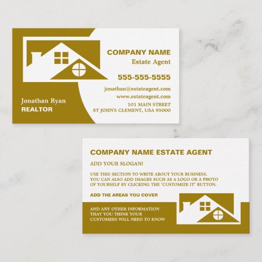 Dach-Tops, Realtor, Anwesen Agent Business Card Visitenkarte (Vorne/Hinten)