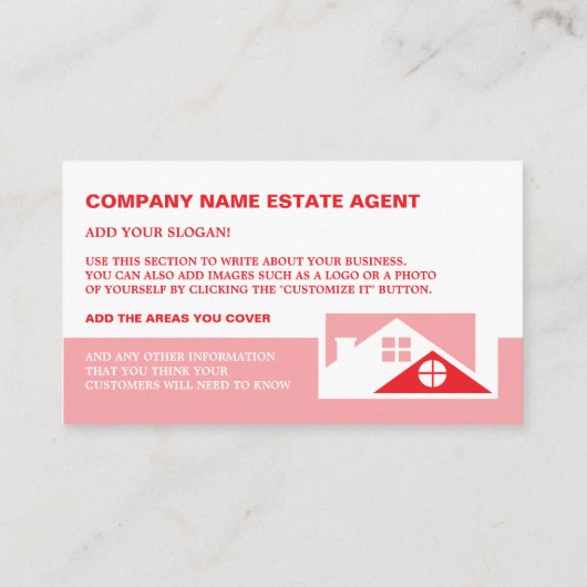 Dach Tops, Realtor, Anwesen Agent Visitenkarte (Rückseite)