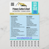 Dach- und Gutter-Dienste reißen Telefonnummern ab Flyer (Vorne)