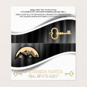 Dach und Stadt | Metallic | Gold Skelettschlüssel Visitenkarten (Außenseite Aufgefaltet)