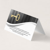 Dach und Stadt | Metallic | Gold Skelettschlüssel Visitenkarten (Rückseite)