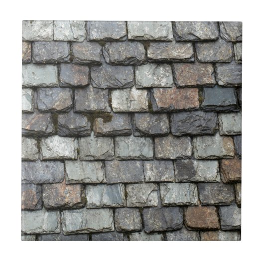 Dachabdeckung mit Schiefer-Teller Fliese (Vorderseite)