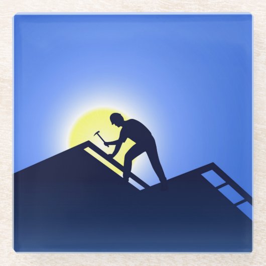 Dacharbeiter Glasuntersetzer (Vorderseite)