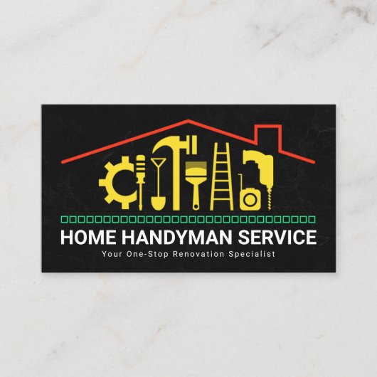 Dachboden mit Handyman-Werkzeugen Visitenkarte (Vorderseite)