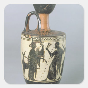 Dachboden Schwarzzahl lekythos Quadratischer Aufkleber