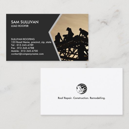Dachdecker-Bauunternehmer Visitenkarte (Vorne/Hinten)