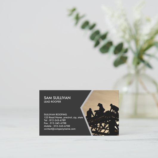 Dachdecker-Bauunternehmer Visitenkarte (Stehend Vorderseite)