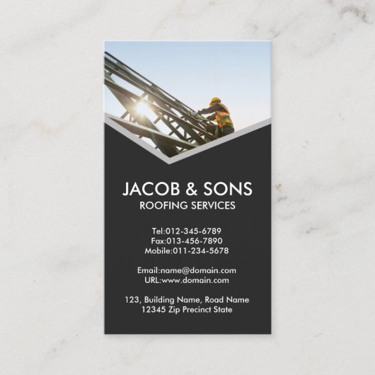 Dachdecker-Bauunternehmer Visitenkarte (Vorderseite)