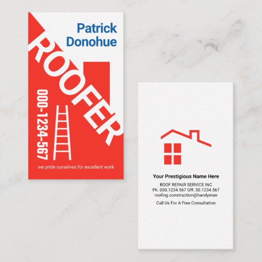 Dachdecker-Dachdecker-Gebäude Visitenkarte (Vorne/Hinten)