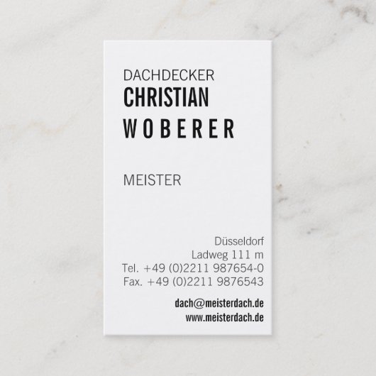 Dachdecker Meister Visitenkarte (Vorderseite)
