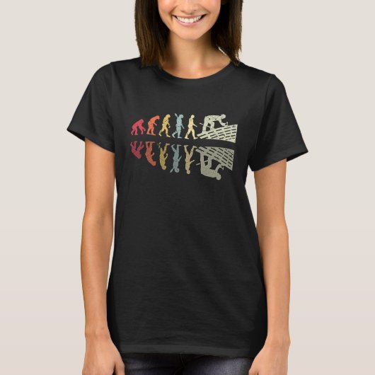Dachdecker Menschliche Evolution Retro Vintage Bau T-Shirt (Vorderseite)