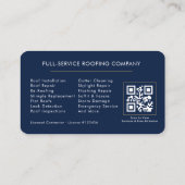 Dachdecker Navy Blau Gold QR Code Visitenkarte (Rückseite)