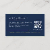 Dachdecker-QR-Code-Dachdeckerfirma Navy Blau Gold Visitenkarte (Rückseite)