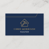 Dachdecker-QR-Code-Dachdeckerfirma Navy Blau Gold Visitenkarte (Vorderseite)