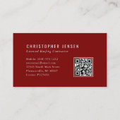 Dachdecker QR Code Einfach Burgund Visitenkarte (Rückseite)