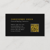 Dachdecker QR Code Einfach Schwarz Gelb Visitenkarte (Rückseite)