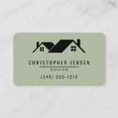 Dachdecker QR Code Salbeigrün abgerundet Visitenkarte (Vorderseite)