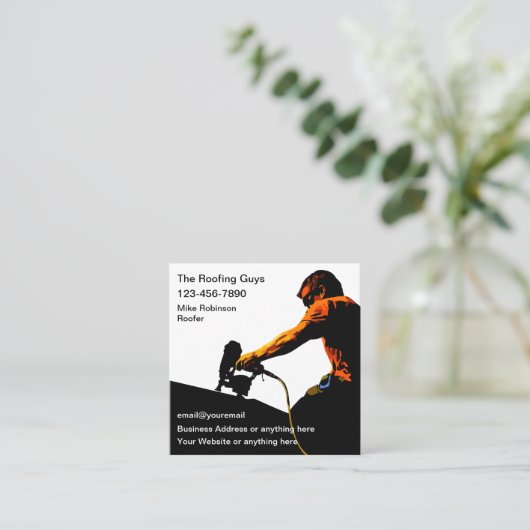 Dachdecker Roofer Theme Business Cards Quadratische Visitenkarte (Stehend Vorderseite)